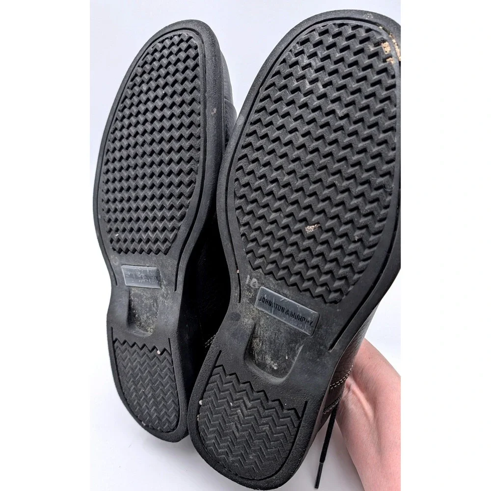 Clarks Mens Black Pebbled Leather Lace Up Oxford Shoes Contrast Stitching 10.5 M